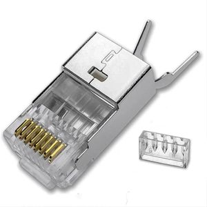 Lot de 4 connecteurs RJ45-Cat6A-Cat7-Cat8-, fiches RJ45 blindées-Cables Ethernet