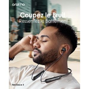 Oraimo Necklace 5 OEB-611 – Écouteurs Bluetooth Tour de Cou avec Réduction Active du Bruit 30 dB et Vibration d’Appel