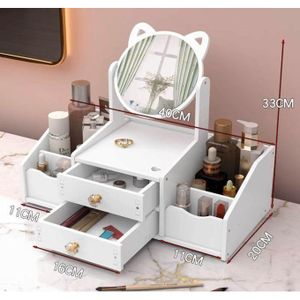 Rangement Maquillage, organisateur de cosmétiques avec tiroirs, Boite Rangement Maquillage avec Miroir