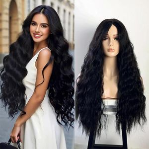 SXCHEN Cheveux Longs Bouclés Ondulés Avec Raie Au Milieu, Tendance Et Naturels