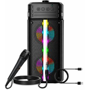 SinG-e Enceinte Bluetooth Portable LED RGB Sans Fil – Haut-Parleur Stéréo avec Radio FM, Carte TF, Fonction TWS