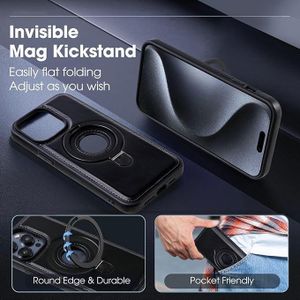 Coque de protection luxueux avec support rotatif à 360° pour IPhone 13 Pro Max- Noir