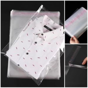 Lot de 200 sachets plastique transparent 35×50 cm – avec fermeture Auto-adhésive – Idéal pour vêtements.. – emballages plastiques