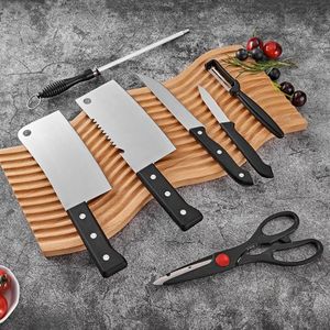 Set de Couteaux de Cuisine Professionnel 8 Pièces – Acier Inoxydable Haute Qualité – Comprend Couperets, Ciseaux et Aiguiseur
