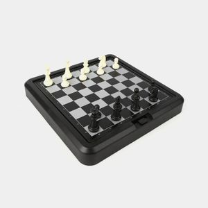 Jeu de société 3 en 1, échecs, Dames, Backgammon, magnétique, L x P 32 x 32 cm, Pliable, Noir et Blanc