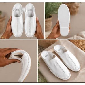 Babouches authentiques cuire blanc 