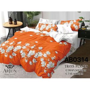 Ensemble De 2 Drap De 3 Places+ 2 Taies D'oreillers+ 2 Rideaux