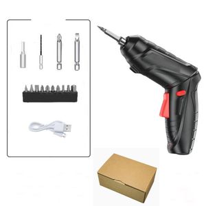 Ensemble de perceuse électrique rechargeable 13 pièces avec tournevis, poignée à 2 positions avec lumière LED - Noir
