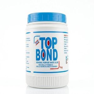 Colle Blanche Multi-Usages TOP BOND 1kg - Nouvelle Formule Haute Adhérence - Idéale pour Papier, Carton, Bois et Loisirs Créatifs - Format Économique pour École et Bureau