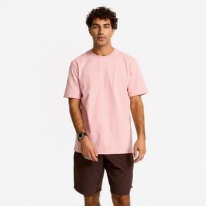 Domyos T-Shirt Fitness Homme - Col Rond - Manches Courtes - Rose Poudré