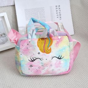 Sac Bandoulière Licorne en Peluche pour Filles - Sac à Main pour Enfants - Cadeau Mignon pour Écolières - Trousse Porte-Monnaie Accessoire de Voyage