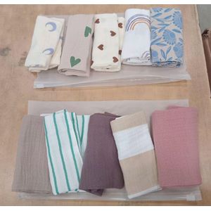 GALUIN Lot de 5 serviettes carrées, bavoirs et serviettes pour le visage 100% coton