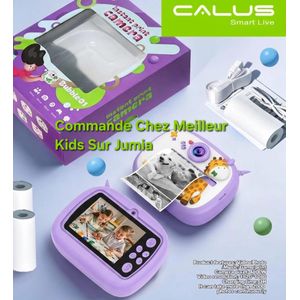 CALUS Appareil Photo pour Enfants Bubble 01 Violet - Impression Instantanée, Écran 2.4", Vidéo, Jeux, Lecteur Musique