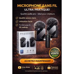 Micro Microphone Sans Fil F11-2 – Qualité Audio Pro pour vos Créations 