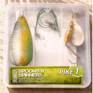 PIKE 1,  Leurres Pour Peche, Spoons& Spinners, , Max Ranger. set  Cuillers Et Spinnerbait (leurre), Bas De Ligne Inclus. Accessoires De Peche Pour Pecher Differentes type De Poissons : Brochet, Truite, Sandre Et Autres Especes .Importation France