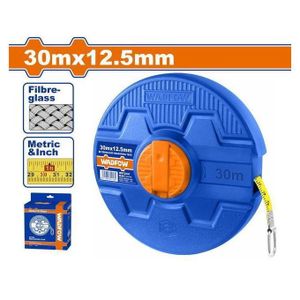WADFOW WMT2530 - Ruban à mesurer 30m - fibre de verre à rembobinage rapide avec prise confortable BN