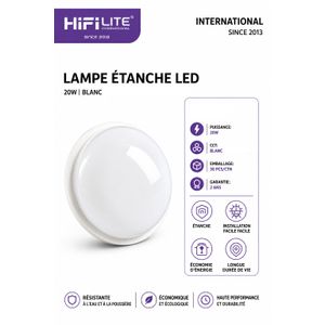 Applique murale - Lampe Étanche LED 20W – Blanc – IP65 – Éclairage Intérieur & Extérieur – Garantie 2 Ans