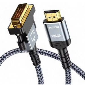 Adaptateur bidirectionnel DVI HDTV 1080P HD, câble tressé en nylon mâle-mâle pour ordinateurs, ordinateurs de bureau, téléviseurs, projecteurs, microphone