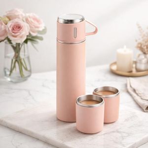 Mini Thermos Portable V + 2 Tasses Rose -  thermos portable Rose