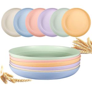 Lot De 6 Assiettes En Paille De Blé Réutilisables Assiette à Fruits/Gâteau/Snack - 23 Cm (9 Pouces)