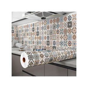 Papier peint pour cuisine, résistant à la chaleur, autocollant mural épais, adapté aux placards, plans de travail et carrelage adhésif. - 60 × 300 cm