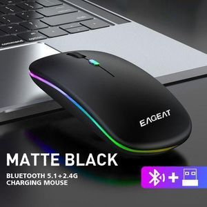 Tianquil Souris sans fil muette Ultra-mince luminescente rechargeable générale 2.4G Bluetooth double mode-noir