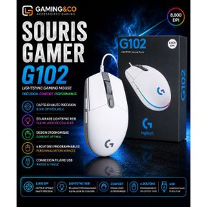 Logitech Souris Filaire Pour Gamer G102 RGB à 6 Boutons