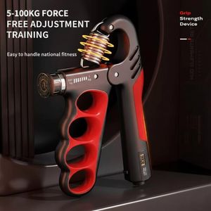 Poignée Antidérapante De Musculation Hand Grip Ajustable 5~100Kg -Compteur Numérique Renforceur Doigts Mains Avant-bras - Sport