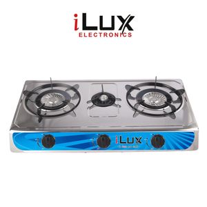 Ilux Cuisinière à Gaz - Réchaud 3 Feux - LXG-7403-SX95 - Bleu