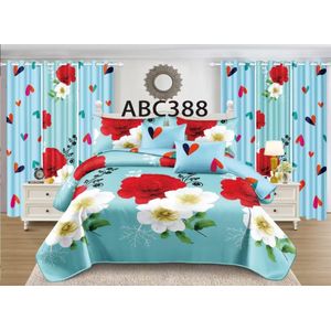 Parure de Lit 6 Pièces avec Rideaux 
