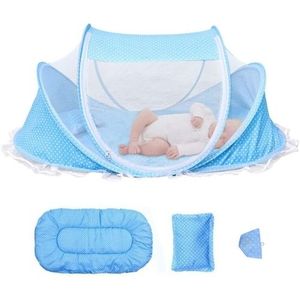 Lit Tente Pour Bébé Avec Matelas Et Moustiquaire- Bleu