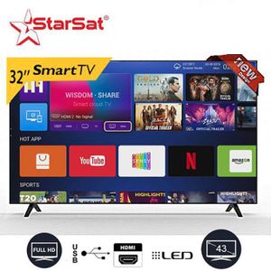 Starsat SMART TV LED 32" Framless Smart Tv - Wifi- android 14 dernière version - Bluetooth- Mira cast - slim tv  HD-USB-HDMI-VGA - garantie 12 mois