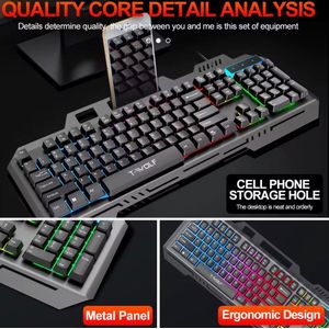 Clavier USB Rétro-Éclairé RGB + Souris – Ensemble Gaming Ergonomique