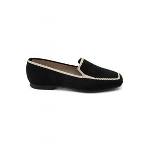 Mocassins Flats en Maille Tricotée Légère et Liseré Contrasté – Noir et Beige