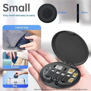 Kit de Câbles Universel Portable 6-en-1 – Boîtier de Charge Rapide avec Support Téléphone Intégré