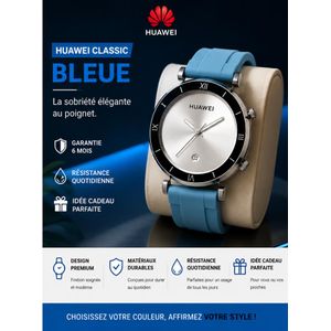 Article  Huawei Classic – Montre Élégante Femme-homme– Bracelet Silicone Bleu – Design Luxe – Style Professionnel