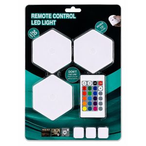 Lampe LED Hexagonale 3 Pièces avec Télécommande – 16 Couleurs – Éclairage Décoratif