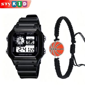 STY Montre pour enfants & jeu de Bracelet de basket-ball montre électronique pour enfants Bracelet tissé