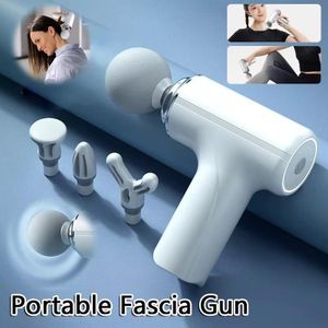 Mini pistolet de massage musculaire électrique portable, masseur à percussion pour tissus profonds, pour le cou et le corps, avec 4 têtes de rechange 