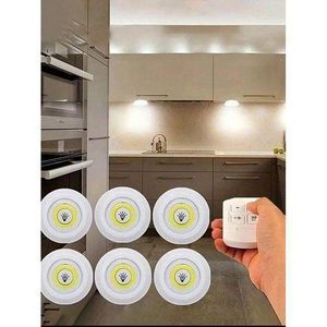 Pack de 3 lumières LED, télécommande sans fil, activation par bouton-poussoir, lumière LED à intensité variable, installation sans fil alimentée par batterie