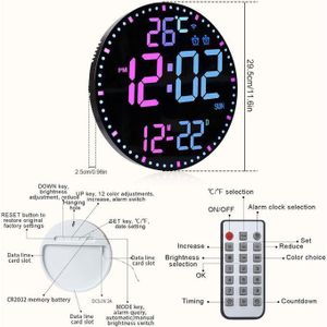 Horloge murale numérique LED avec Télécommande à affichage LED grande taille UJ