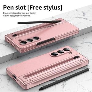 coque de téléphone élégante et texturée, avec un stylo, compatible Pour Samsung Galxy Z Fold 5 - Rose