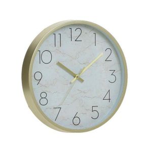 HORLOGE MURALE PL/VERRE ASPECT MARBRE/BLANC