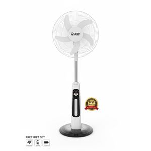 Oscar Ventilateur Rechargeable A Pied 18 Pouces Ultra Solide Avec Télécommande (OSC-300A18) - Blanc - Garantie 12 Mois