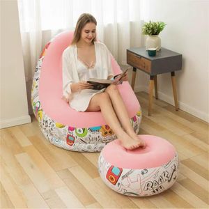Fauteuil gonflable avec pouf repose-pied
