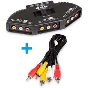 Diviseur RCA avec boîte de commutation RCA à trois voies audio et vidéo + câble RCA pour connecter 3 appareils de sortie RCA à un téléviseur