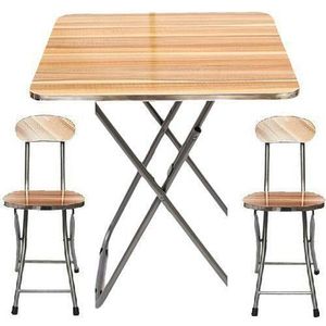 Table Pliante + 2 Chaises - Marron