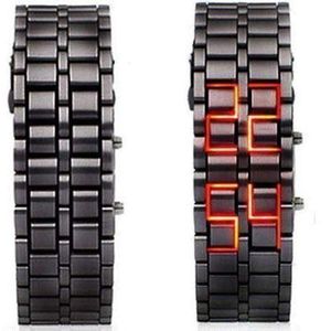 JNKACLD Montre en métal numérique LED, style lave fer, bracelet noir, montres inspiré