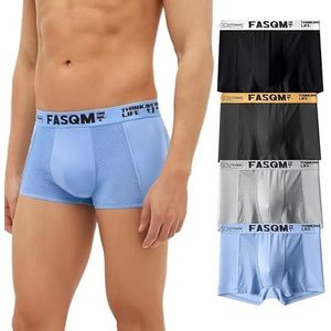 Lot de 4 boxers en maille – Respirants et à séchage rapide, évacuant l'humidité, avec ceinture confortable et jambes qui ne remontent pas.