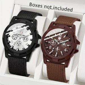 Genetic Lot de 2 Montres pour Homme - Style Casual avec Bracelet en Coton et Cadran Quartz à Échelle Numérique